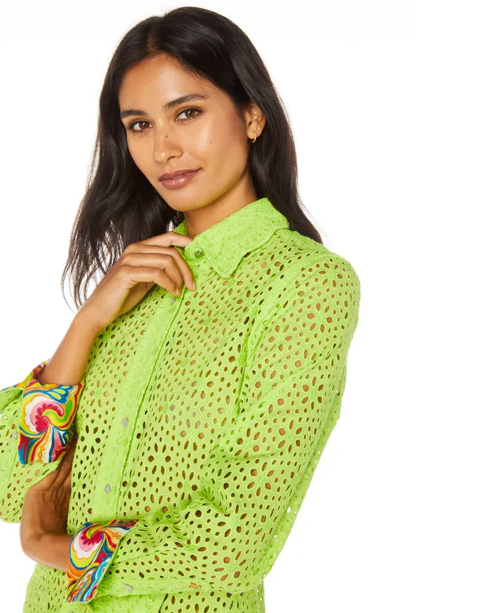 Women Robert Graham Tops PRISCILLA SHIRT GREEN