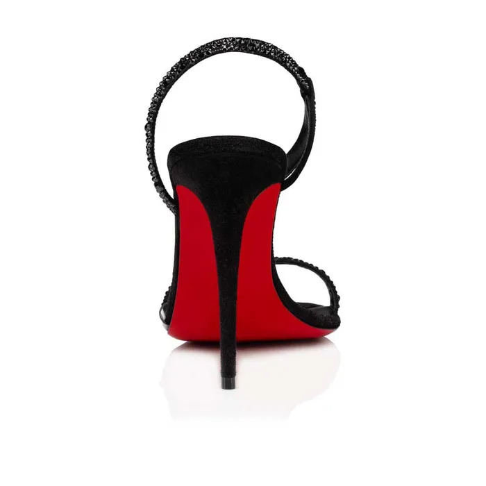 Women Rosalie Strass 100 Mm Sandals 8211 Suede And Strass 8211 Black Black Christian Louboutin Sandals and Slides