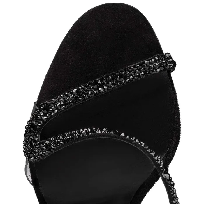 Women Rosalie Strass 100 Mm Sandals 8211 Suede And Strass 8211 Black Black Christian Louboutin Sandals and Slides