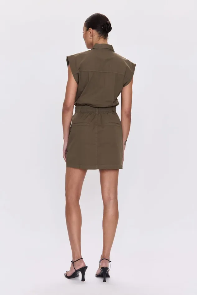 Women Rosie Mini Dress Smocked Waist Dress 8211 Dark Olive Pistola Denim Dresses