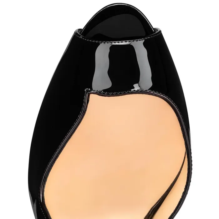 Women Round Chick Alta 150 Mm Open Toe Pumps 8211 Patent Calf 8211 Black Black Christian Louboutin Pumps