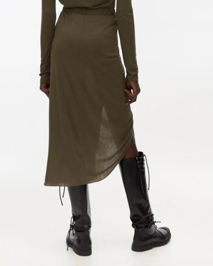 Women Ruched Jersey Skirt Naval Green Helmut Lang Skirts