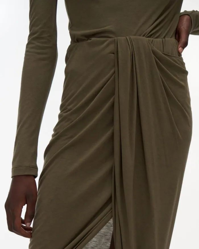 Women Ruched Jersey Skirt Naval Green Helmut Lang Skirts