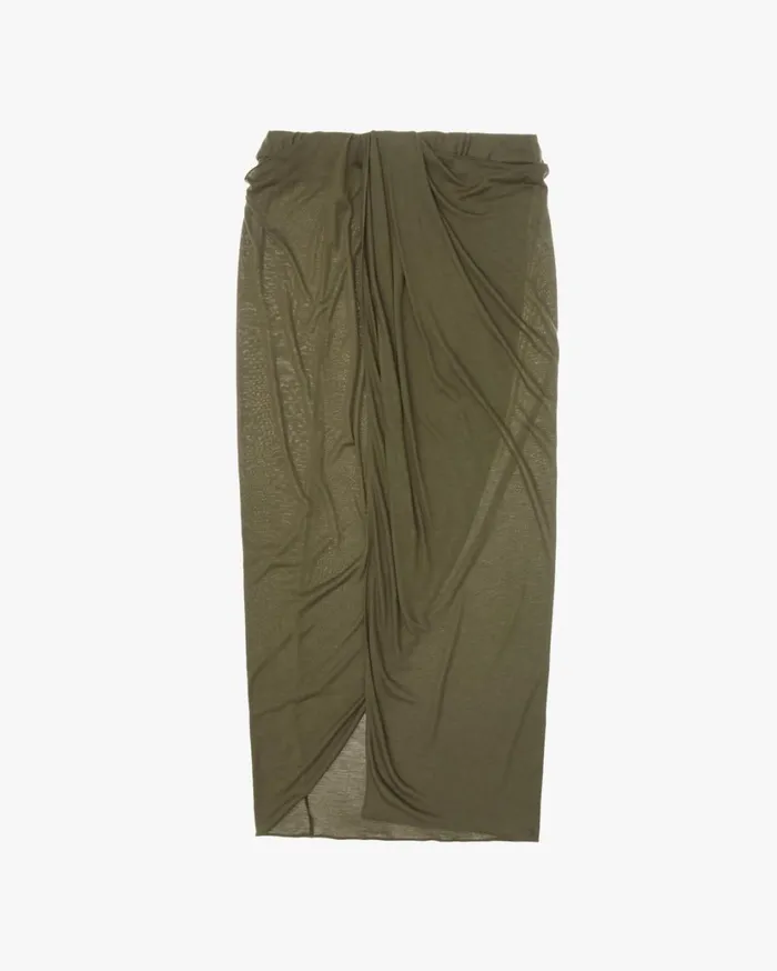 Women Ruched Jersey Skirt Naval Green Helmut Lang Skirts