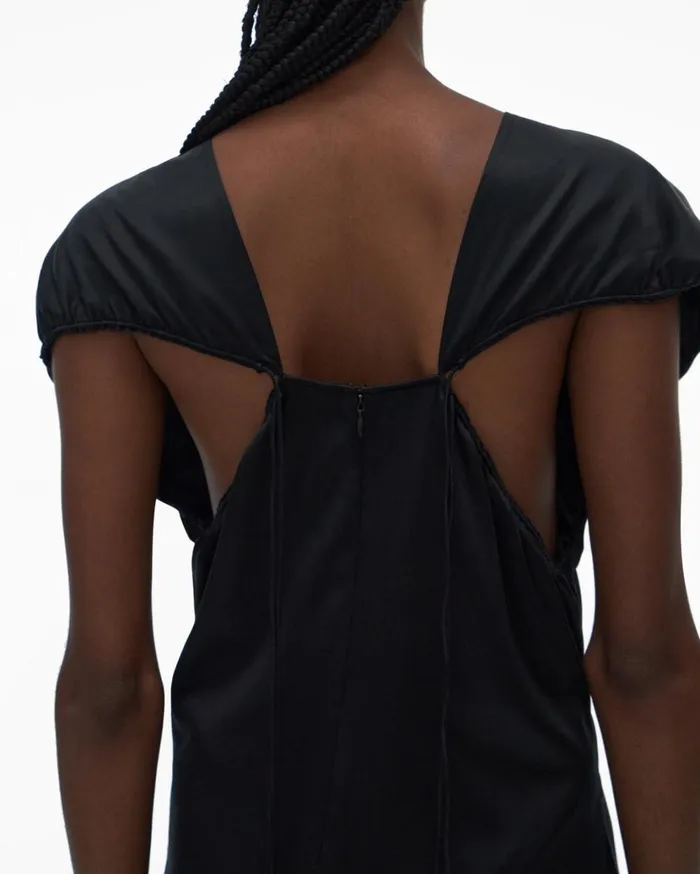 Women Ruched Satin Dress Black Helmut Lang Dresses