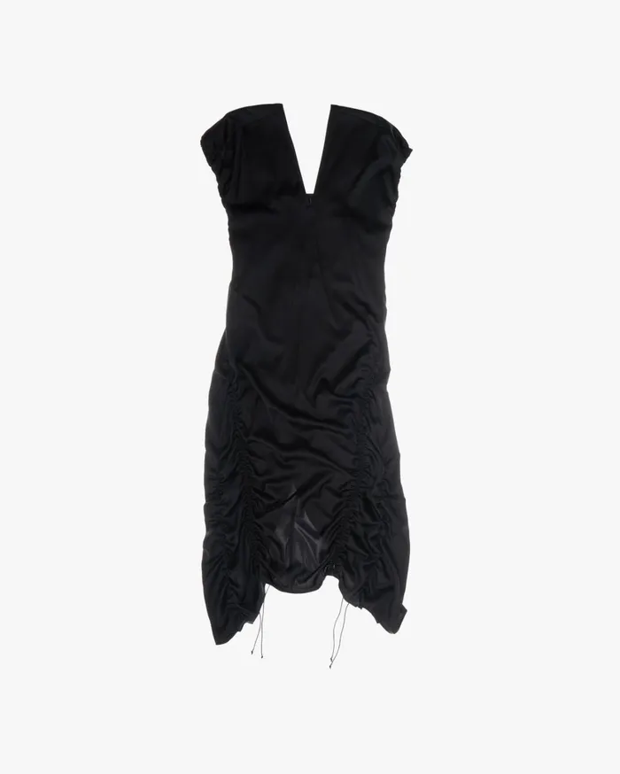Women Ruched Satin Dress Black Helmut Lang Dresses