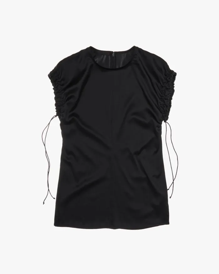 Women Ruched Satin Top Black Helmut Lang Tops