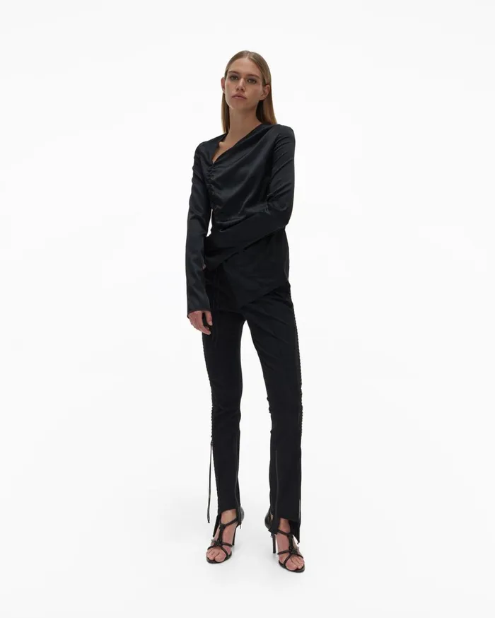 Women Ruched Top Black Helmut Lang Tops