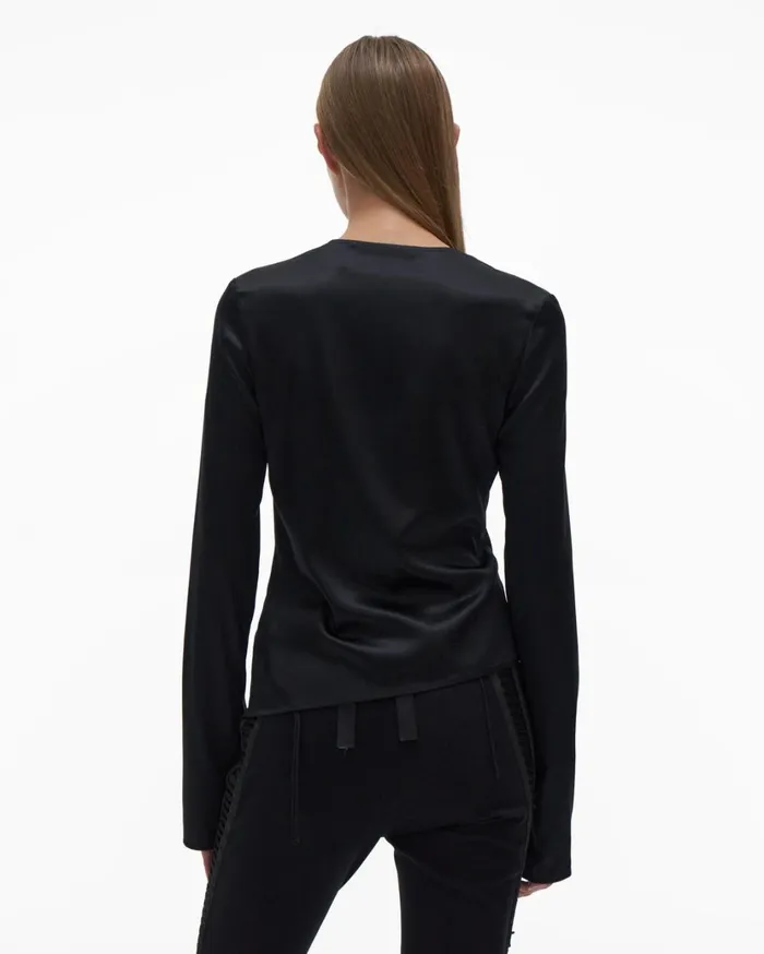 Women Ruched Top Black Helmut Lang Tops