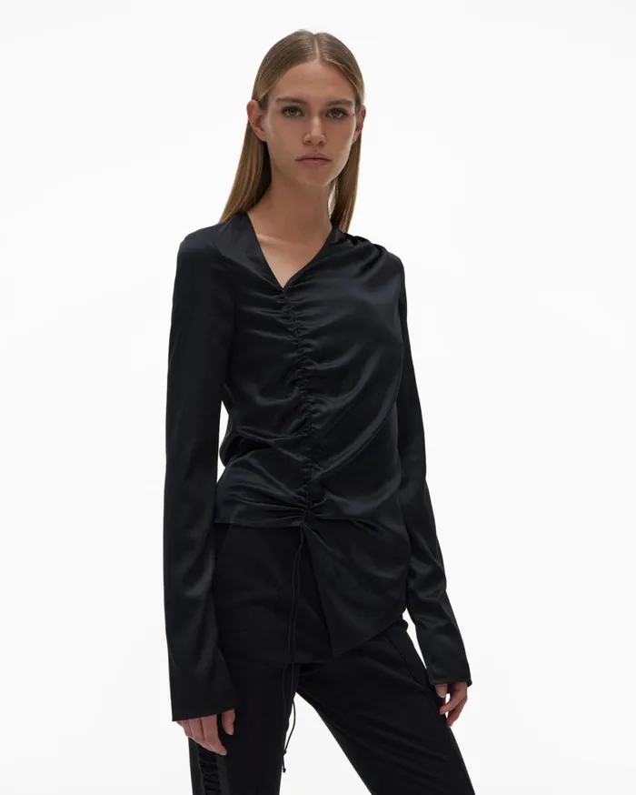 Women Ruched Top Black Helmut Lang Tops