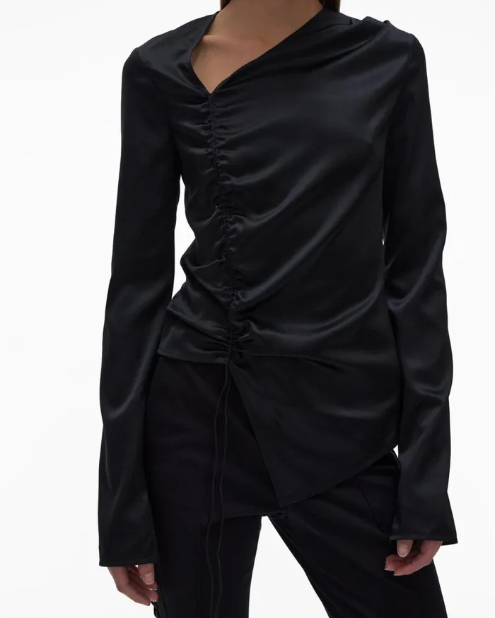 Women Ruched Top Black Helmut Lang Tops