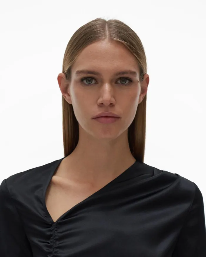 Women Ruched Top Black Helmut Lang Tops