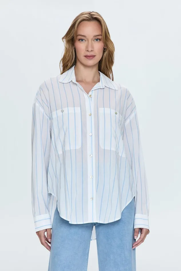 Women Samantha Shirt 8211 Frost Stripe Pistola Denim Tops