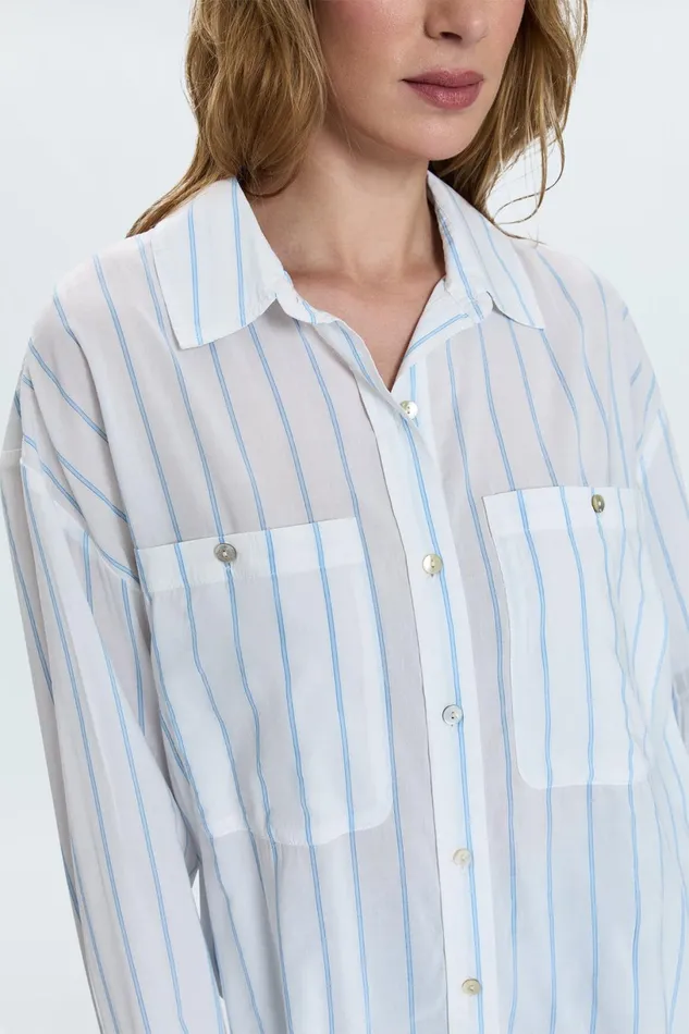 Women Samantha Shirt 8211 Frost Stripe Pistola Denim Tops