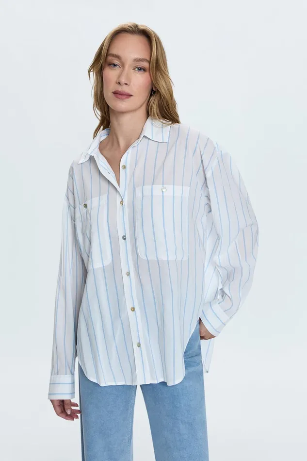 Women Samantha Shirt 8211 Frost Stripe Pistola Denim Tops