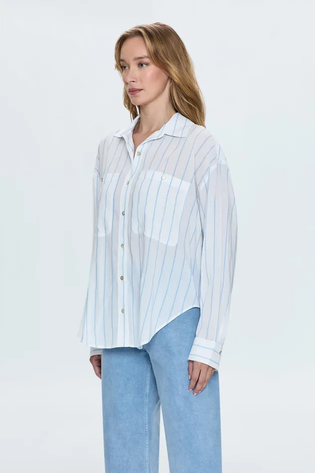 Women Samantha Shirt 8211 Frost Stripe Pistola Denim Tops