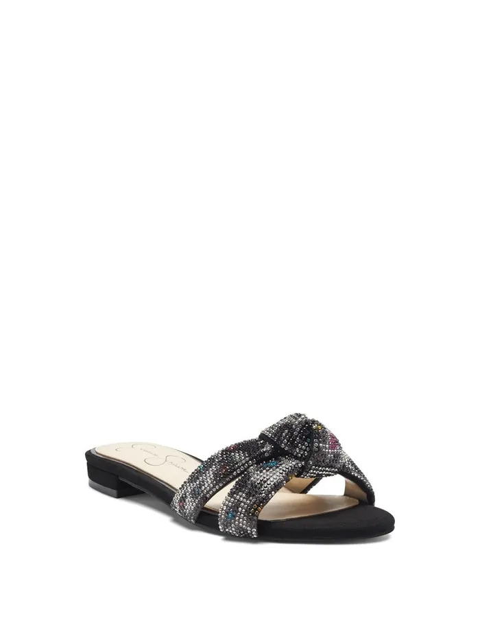 Women Sandals Jessica Simpson Alisen Sandal In Black and Rainbow Black And Rainbow