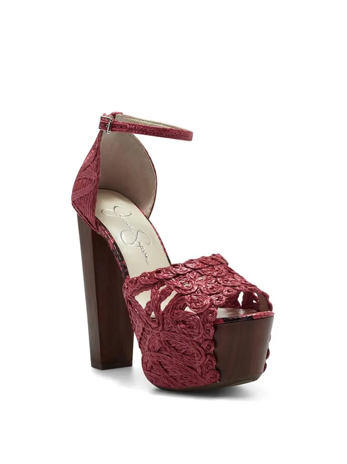 Women Sandals Jessica Simpson Dessie Platform Sandal In Red Heart On Fire Rattan