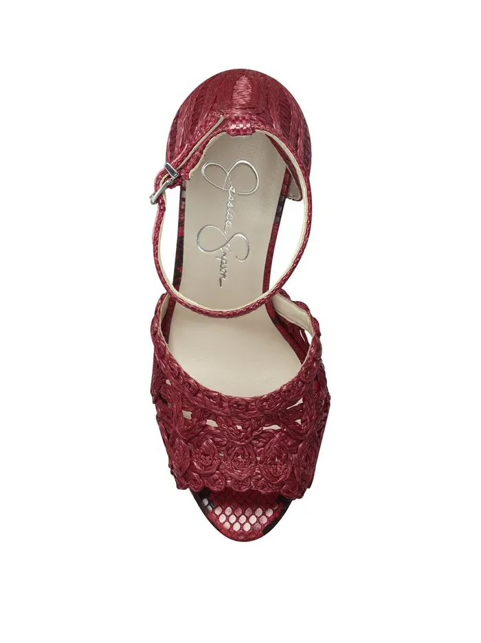 Women Sandals Jessica Simpson Dessie Platform Sandal In Red Heart On Fire Rattan