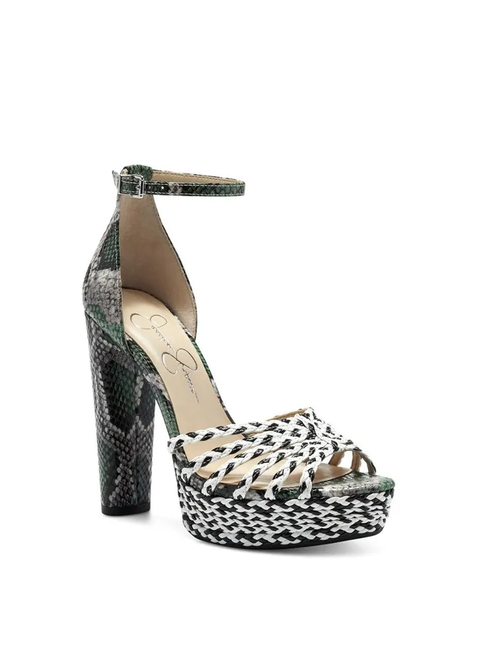 Women Sandals Jessica Simpson Ilita Platform Sandal In Green Snake Green Snake White And Black