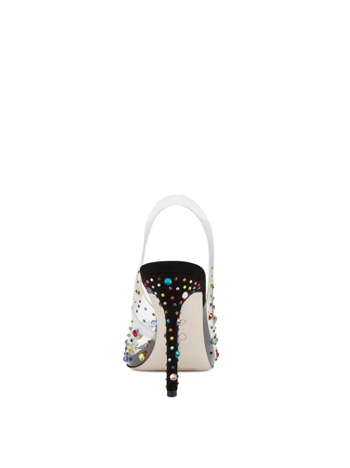 Women Sandals Jessica Simpson Jaisey High Heel In Clear and Rainbow Clear Embellished Rainbow