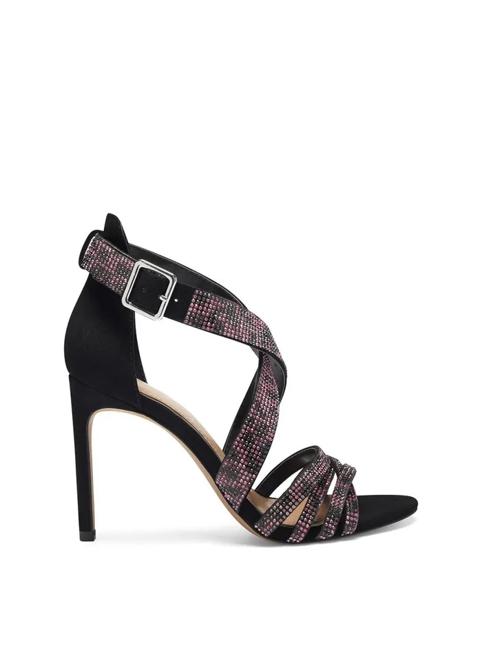 Women Sandals Jessica Simpson Mahley High Heel In Hot Pink and Black Hot Pink And Black Shimmer