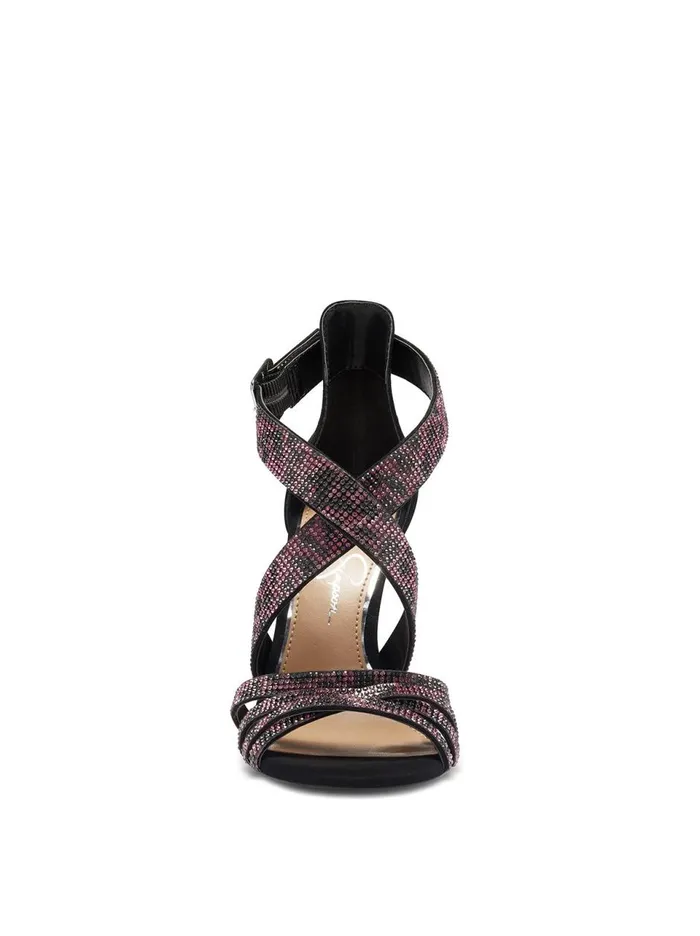 Women Sandals Jessica Simpson Mahley High Heel In Hot Pink and Black Hot Pink And Black Shimmer