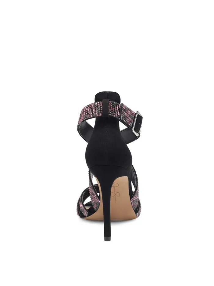 Women Sandals Jessica Simpson Mahley High Heel In Hot Pink and Black Hot Pink And Black Shimmer