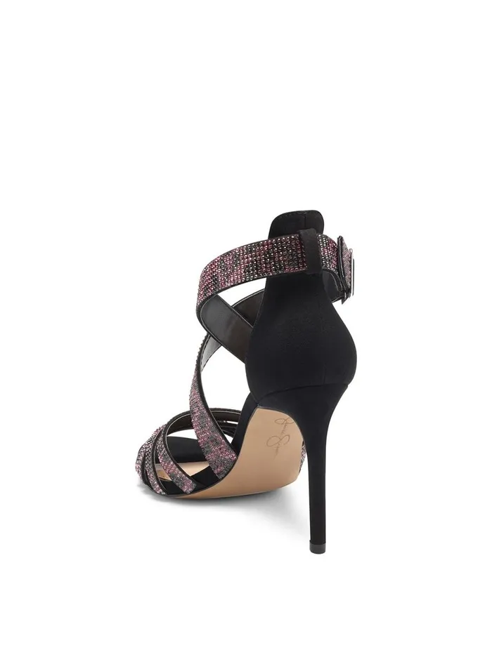 Women Sandals Jessica Simpson Mahley High Heel In Hot Pink and Black Hot Pink And Black Shimmer