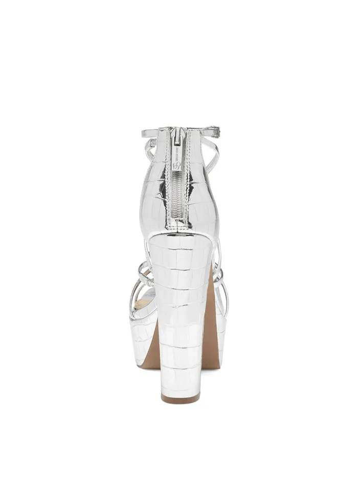 Women Sandals Jessica Simpson Mirelle High Heel In Silver Croc Silver Croc
