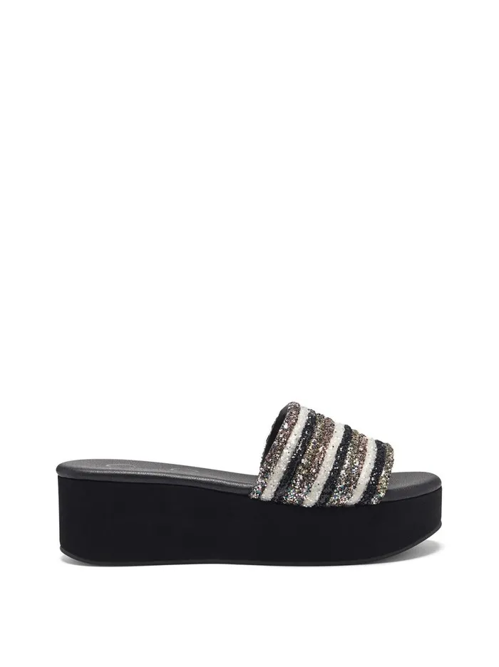 Women Sandals Jessica Simpson Trivia Platform Slide In Metallic Metallic Stripe Women Sandals Jessica Simpson Trivia Platform Slide In Metallic Metallic Stripe
