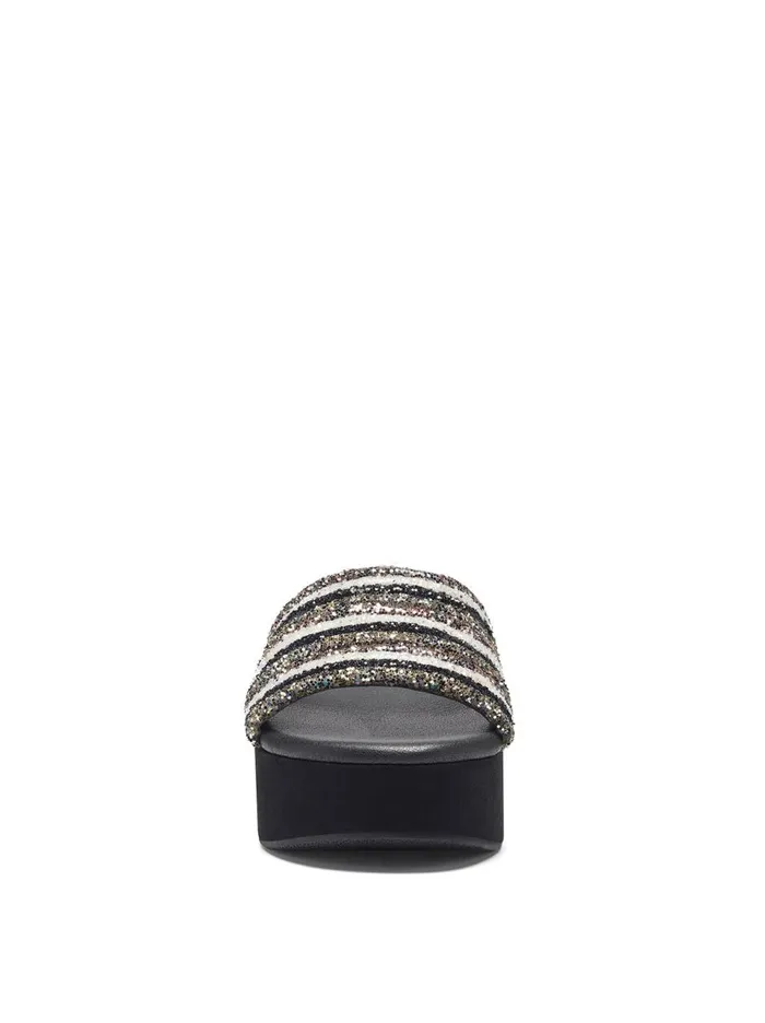 Women Sandals Jessica Simpson Trivia Platform Slide In Metallic Metallic Stripe