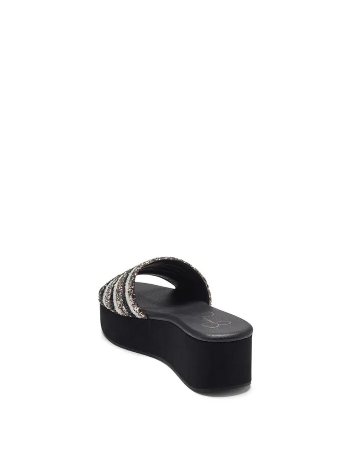 Women Sandals Jessica Simpson Trivia Platform Slide In Metallic Metallic Stripe