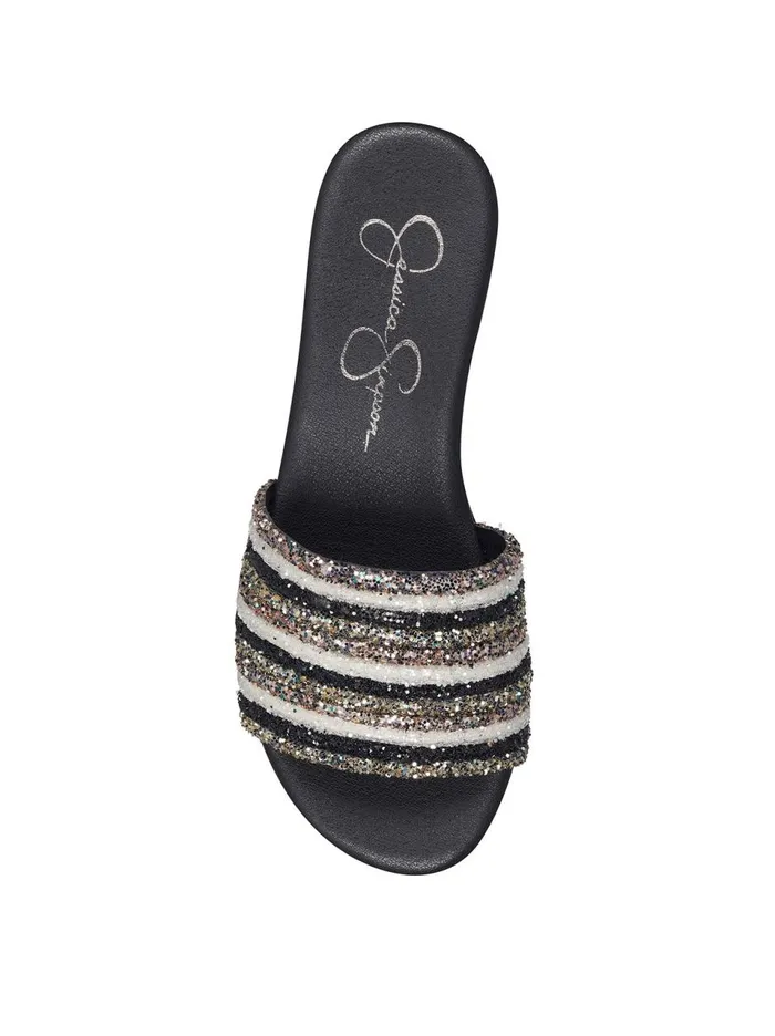 Women Sandals Jessica Simpson Trivia Platform Slide In Metallic Metallic Stripe
