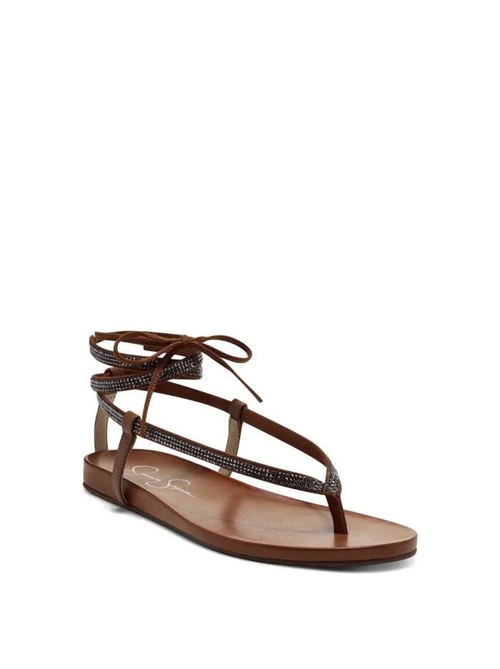 Women Sandals Jessica Simpson Tylia Thong Flat In Caramel Caramel