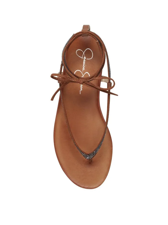 Women Sandals Jessica Simpson Tylia Thong Flat In Caramel Caramel