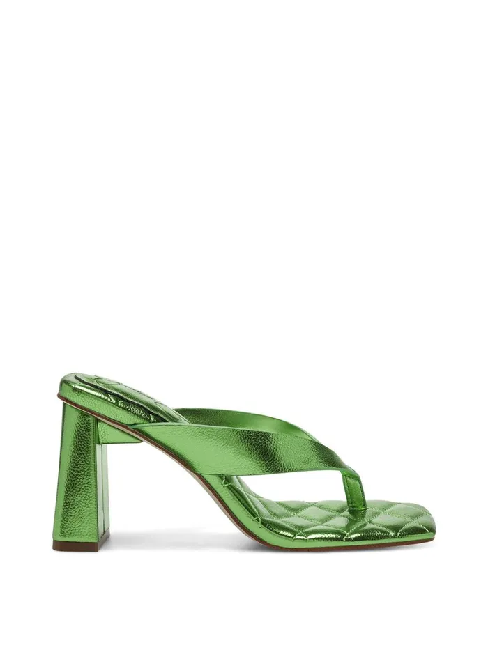 Women Sandals Jessica Simpson Zayde Thong Slide In Green Metal Green