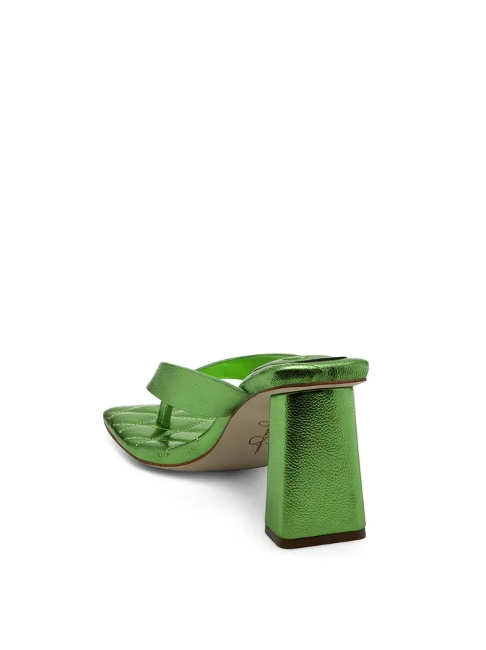 Women Sandals Jessica Simpson Zayde Thong Slide In Green Metal Green