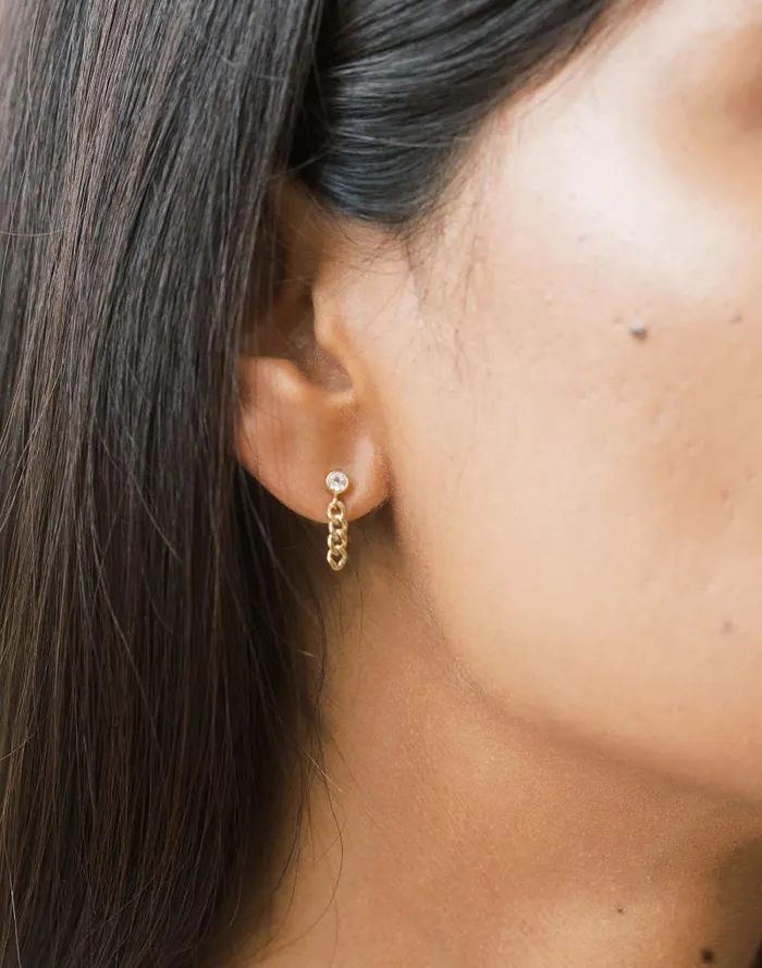 Women Sara Patino Jewelry Chain Drop Earrings Gold Madewell Jewelry