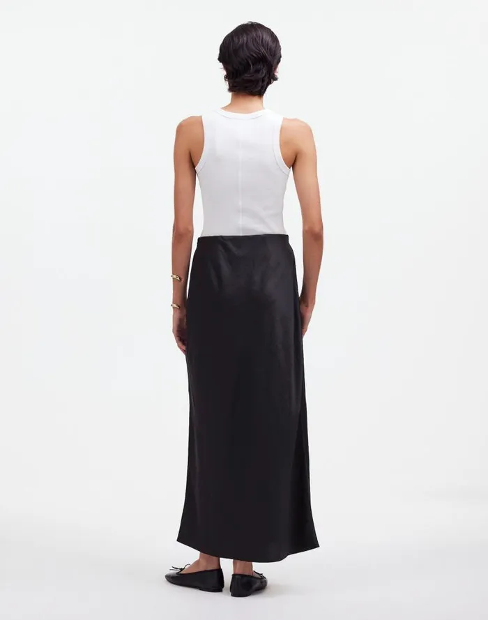 Women Satin Maxi Slip Skirt True Black Madewell Skirts