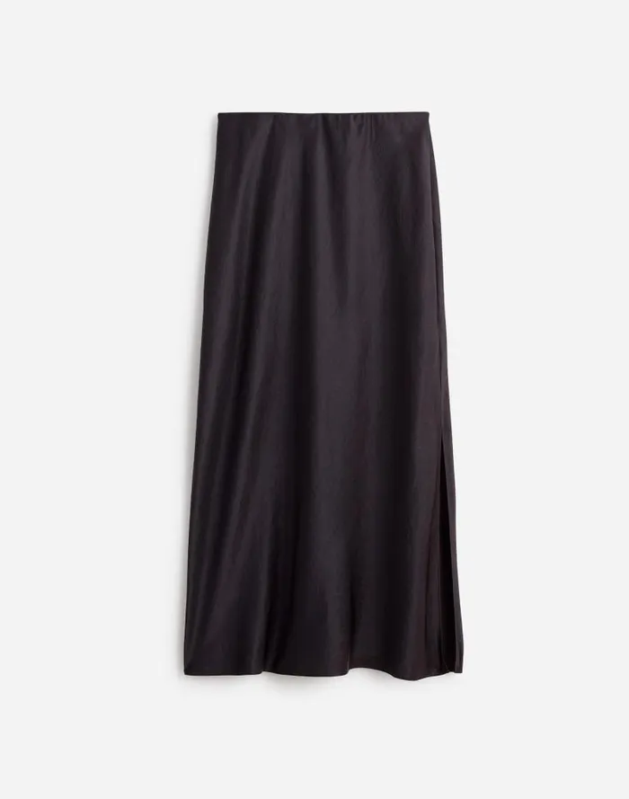 Women Satin Maxi Slip Skirt True Black Madewell Skirts