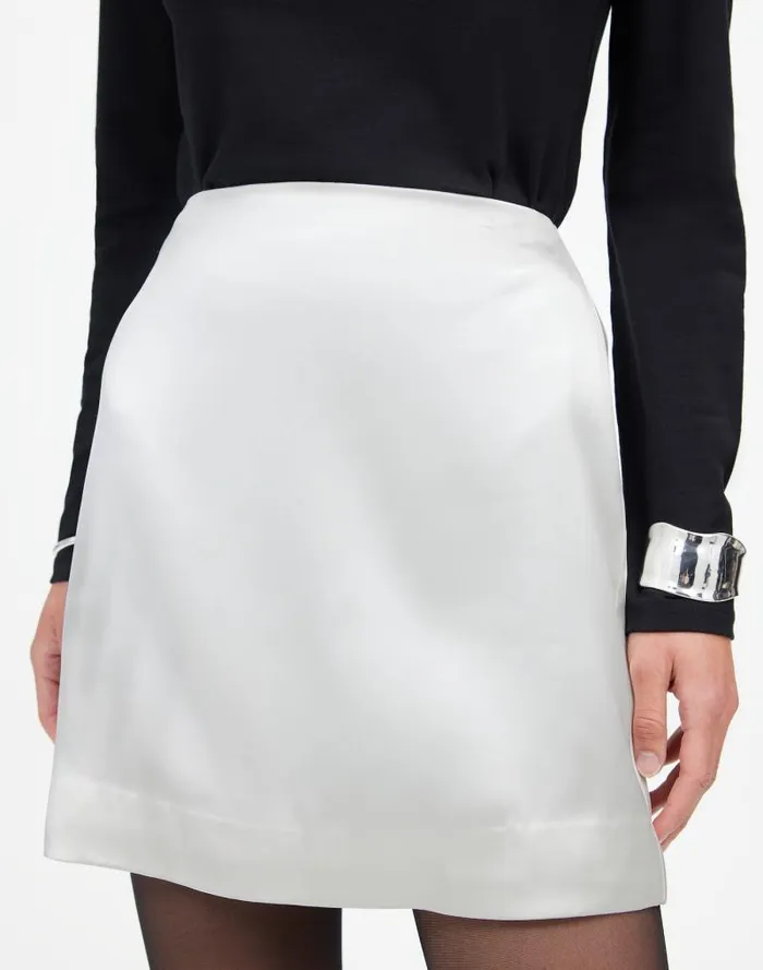 Women Satin Mini Skirt Winter White Madewell Skirts