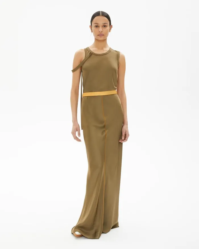 Women Satin Slip Skirt Dark Resin Helmut Lang Dresses and Skirts