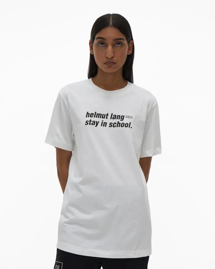 Women School Tee Chalk White Helmut Lang TShirts and Sweatshirts