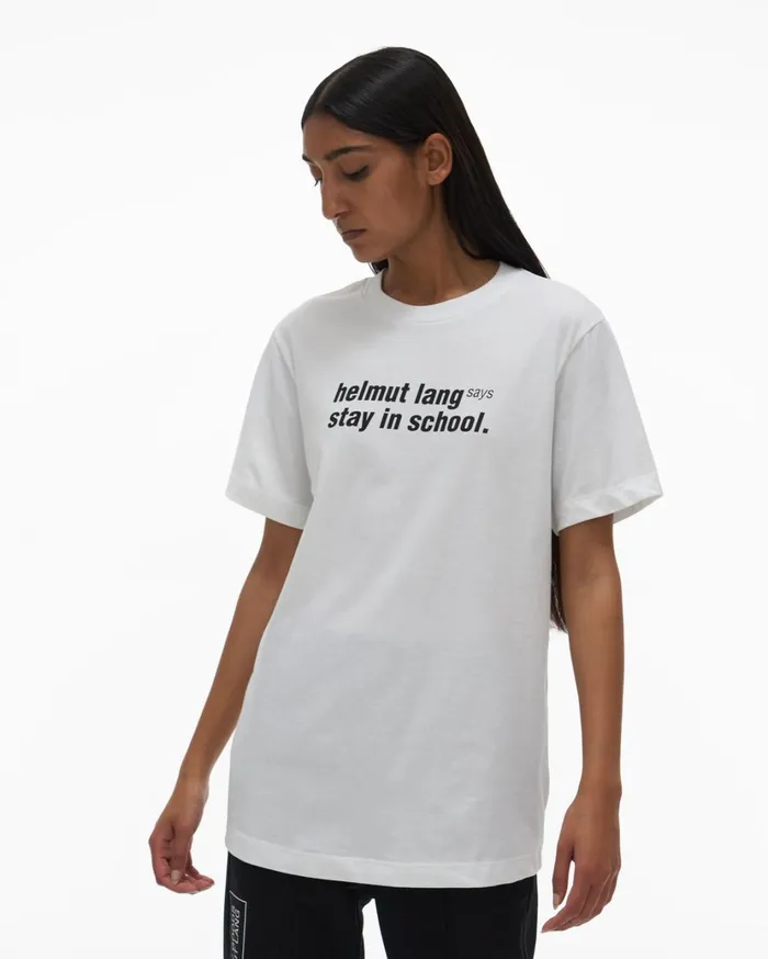 Women School Tee Chalk White Helmut Lang TShirts and Sweatshirts