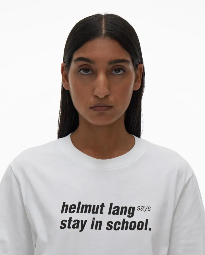 Women School Tee Chalk White Helmut Lang TShirts and Sweatshirts