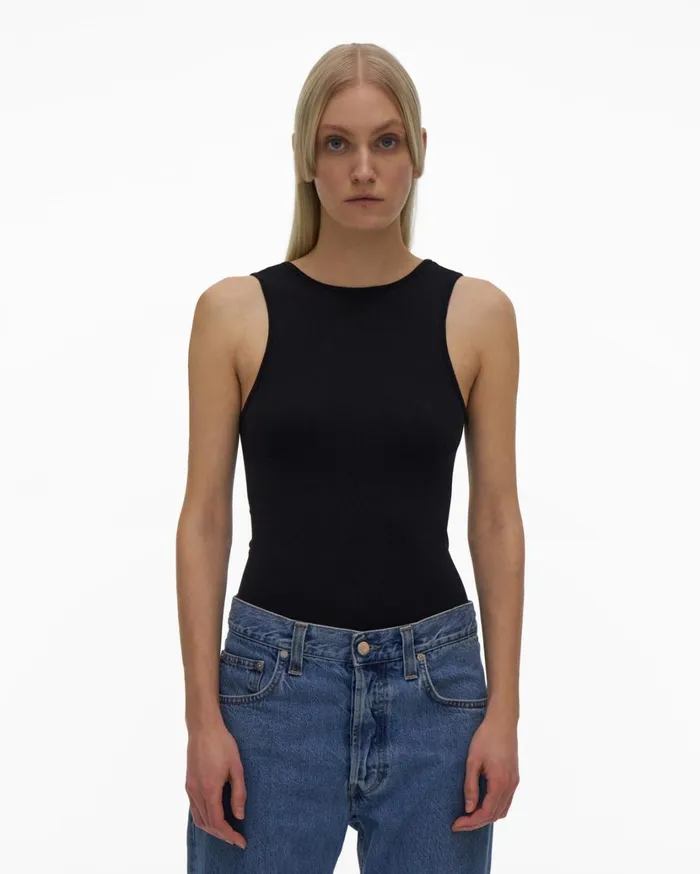 Women ScoopNeck Bodysuit Black Helmut Lang Tops