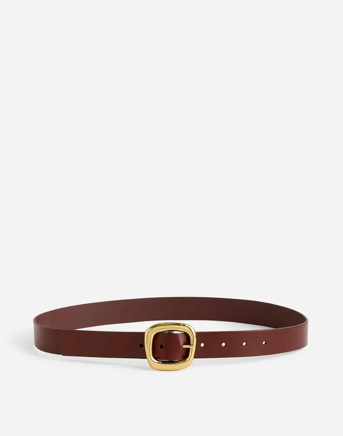 Women Sculptural Buckle Leather Belt Soft Mahogany Madewell Belts