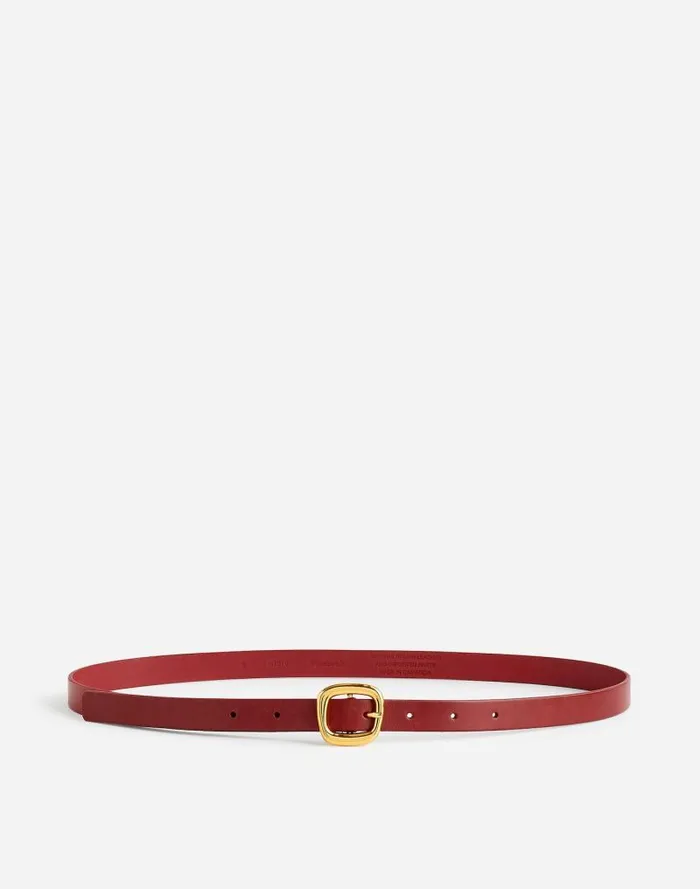 Women Sculptural Buckle Leather Skinny Belt Bright Ember Madewell Belts