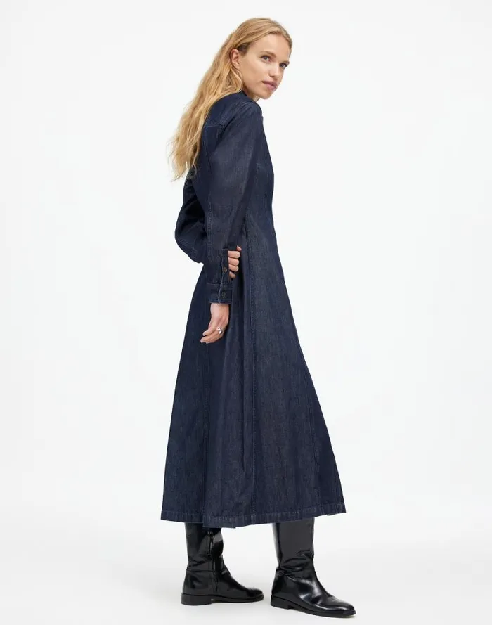 Women Seamed Midi Shirtdress In Segovia Wash Airy Denim Edition Segovia Wash Madewell Dresses